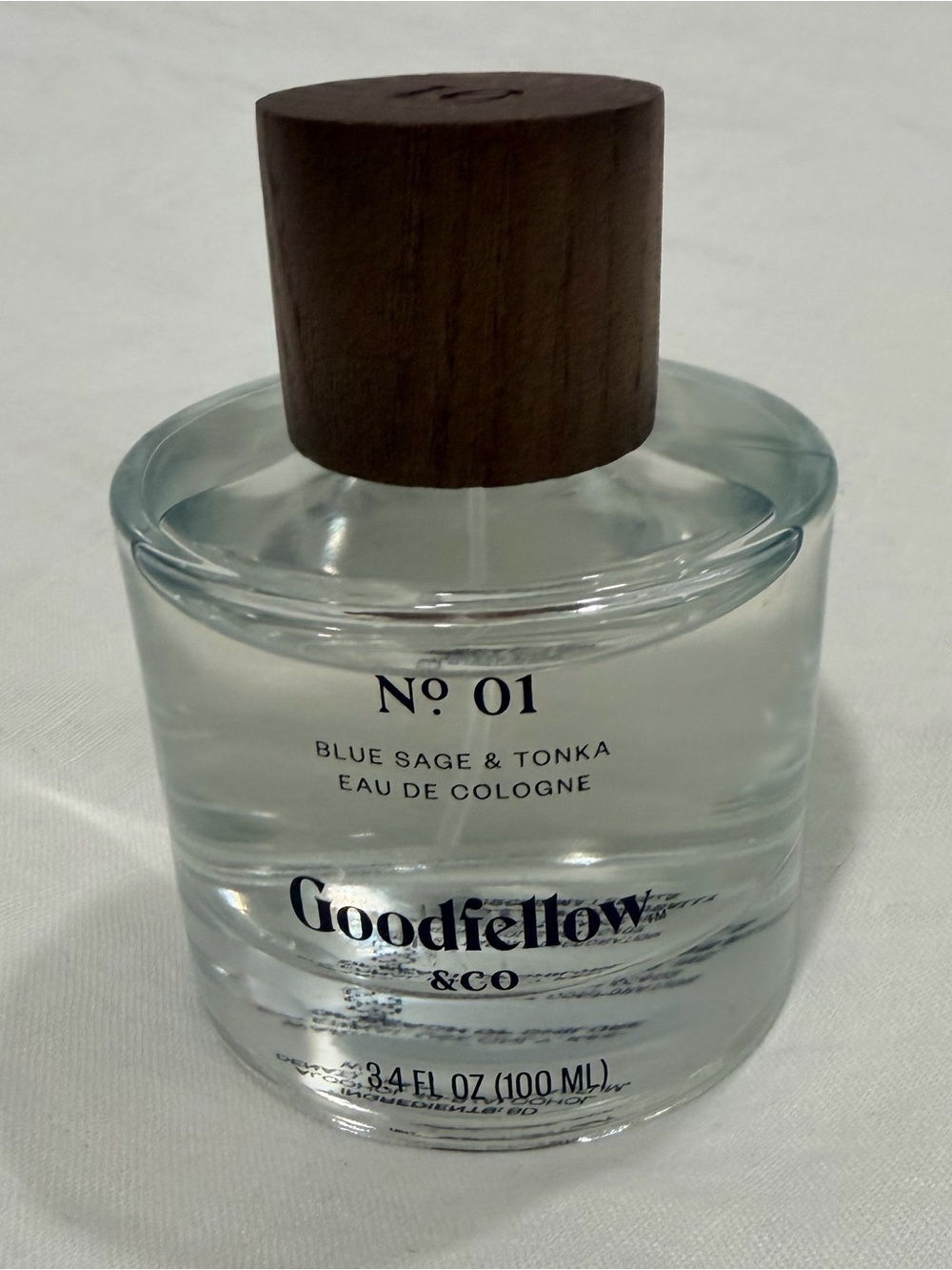 Goodfellow & Co No. 01 Blue Sage & Tonka Cologne - Clear Bottle with Wood Cap